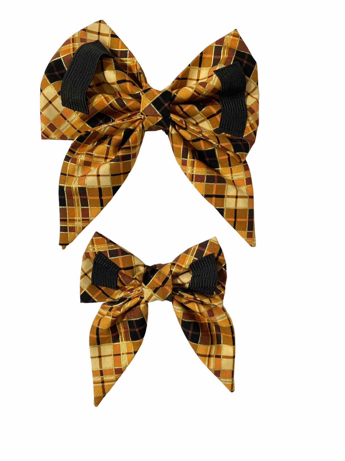 Autumn Gold Plaid Dog Bow