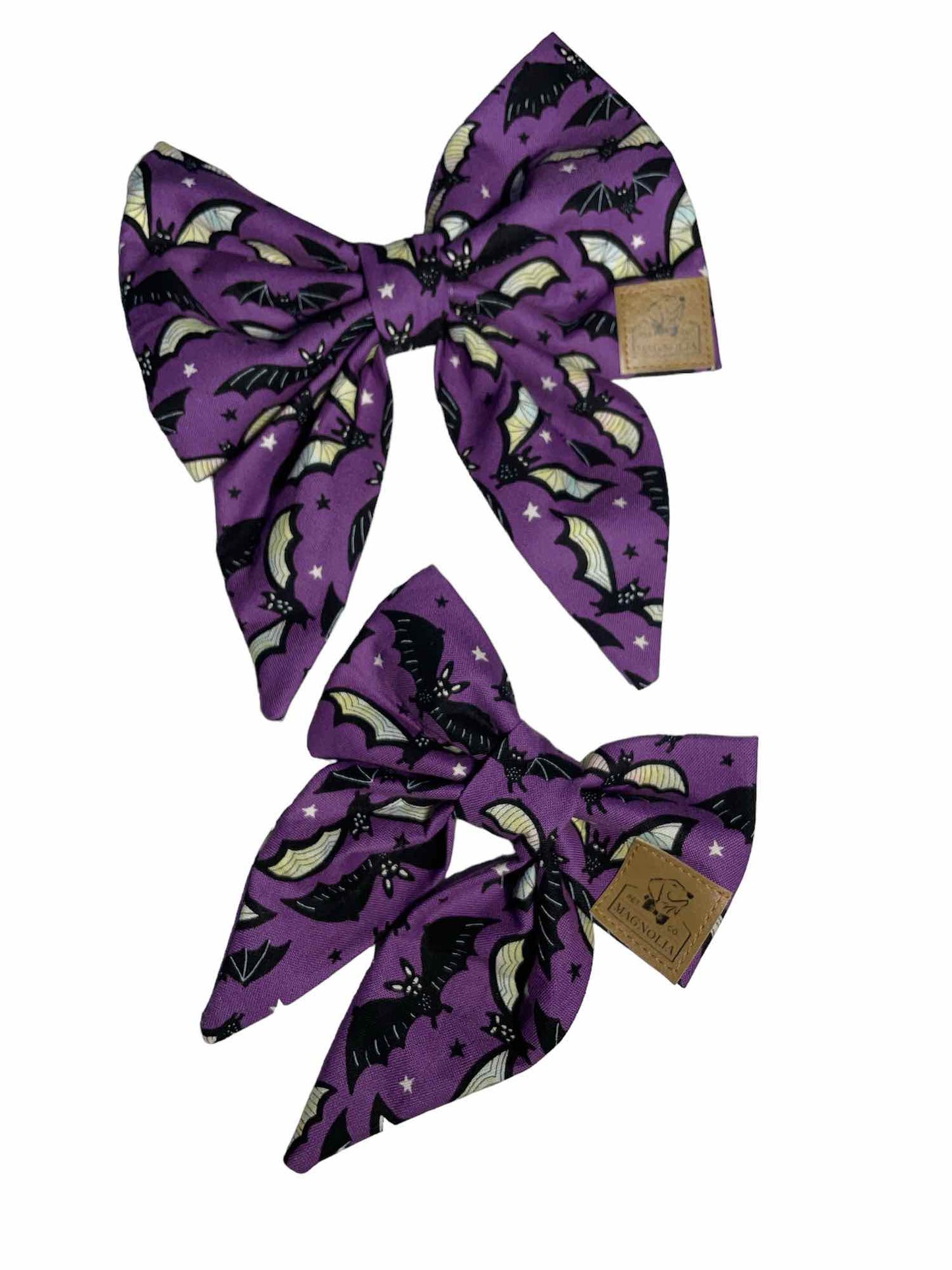 Plum Batty Glow in the Dark Dog Bow