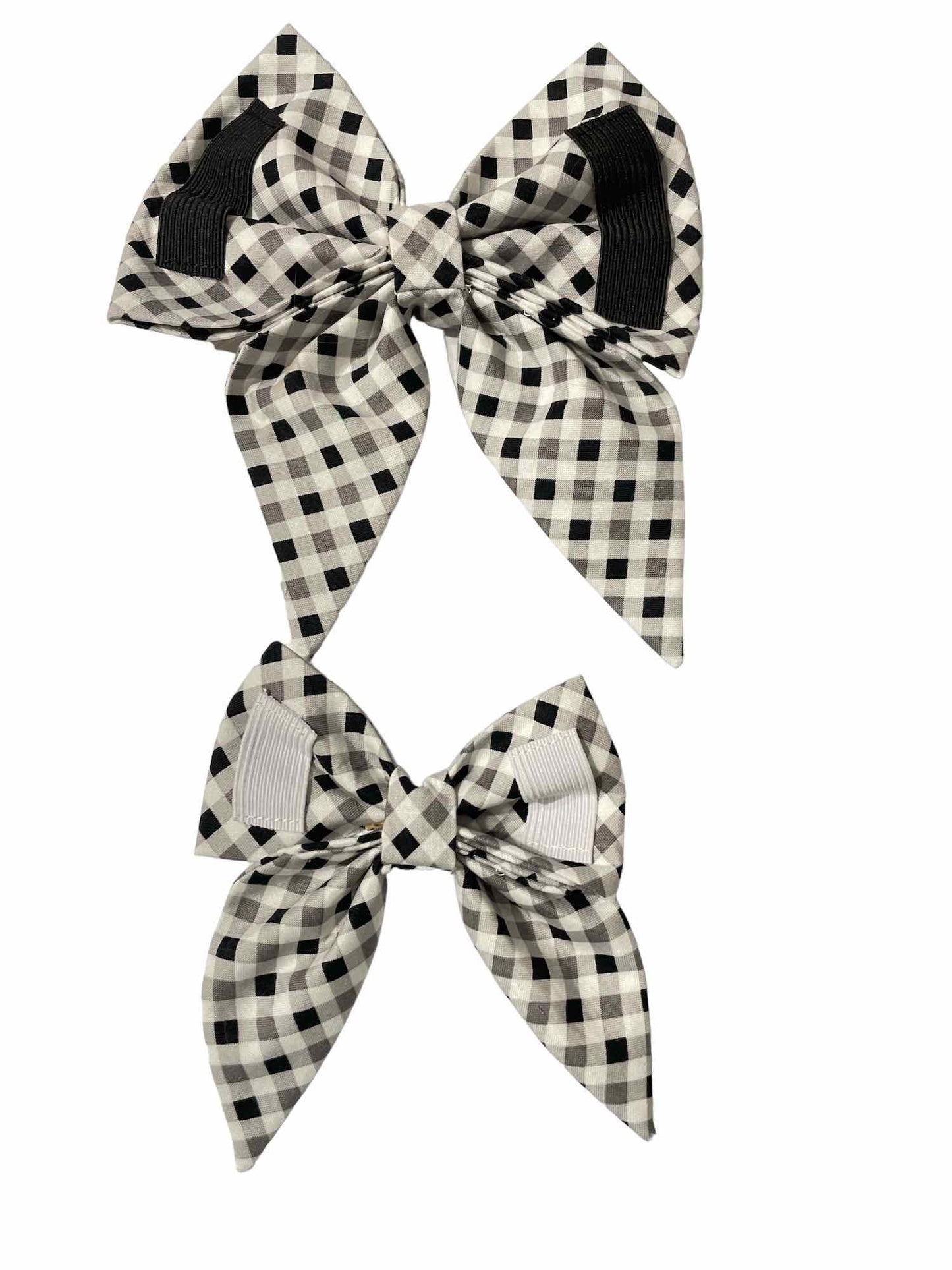 Black, White and Grey Gingham Bow