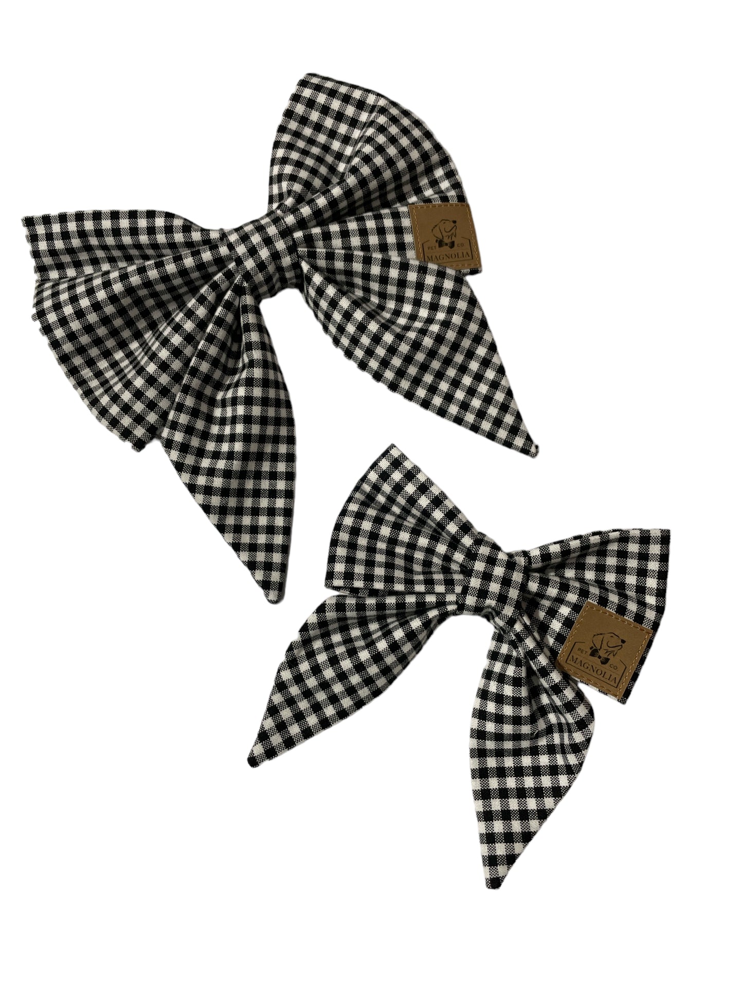 Black and White Gingham Dog Bow