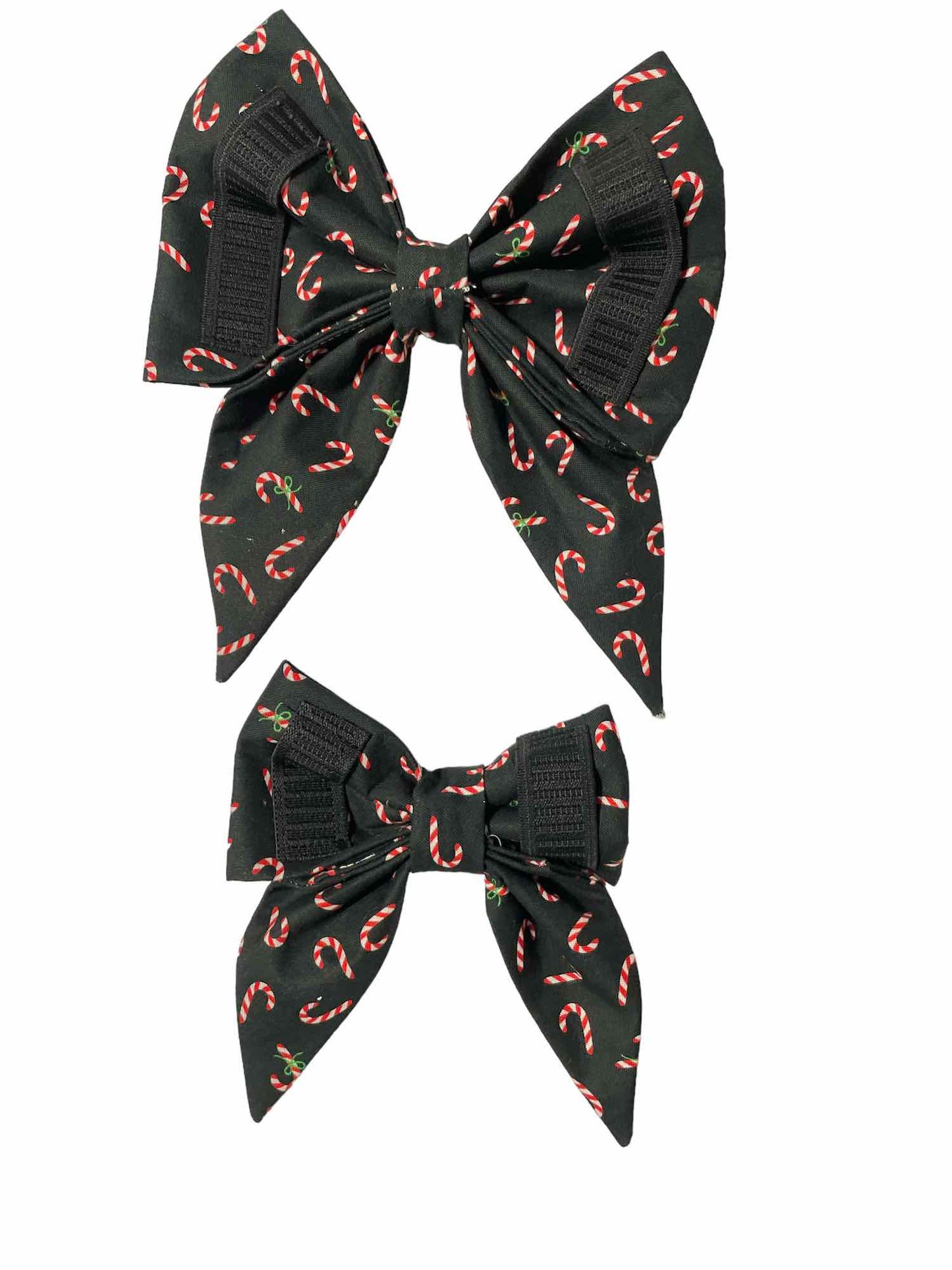 Candy Canes on Black Dog Bow