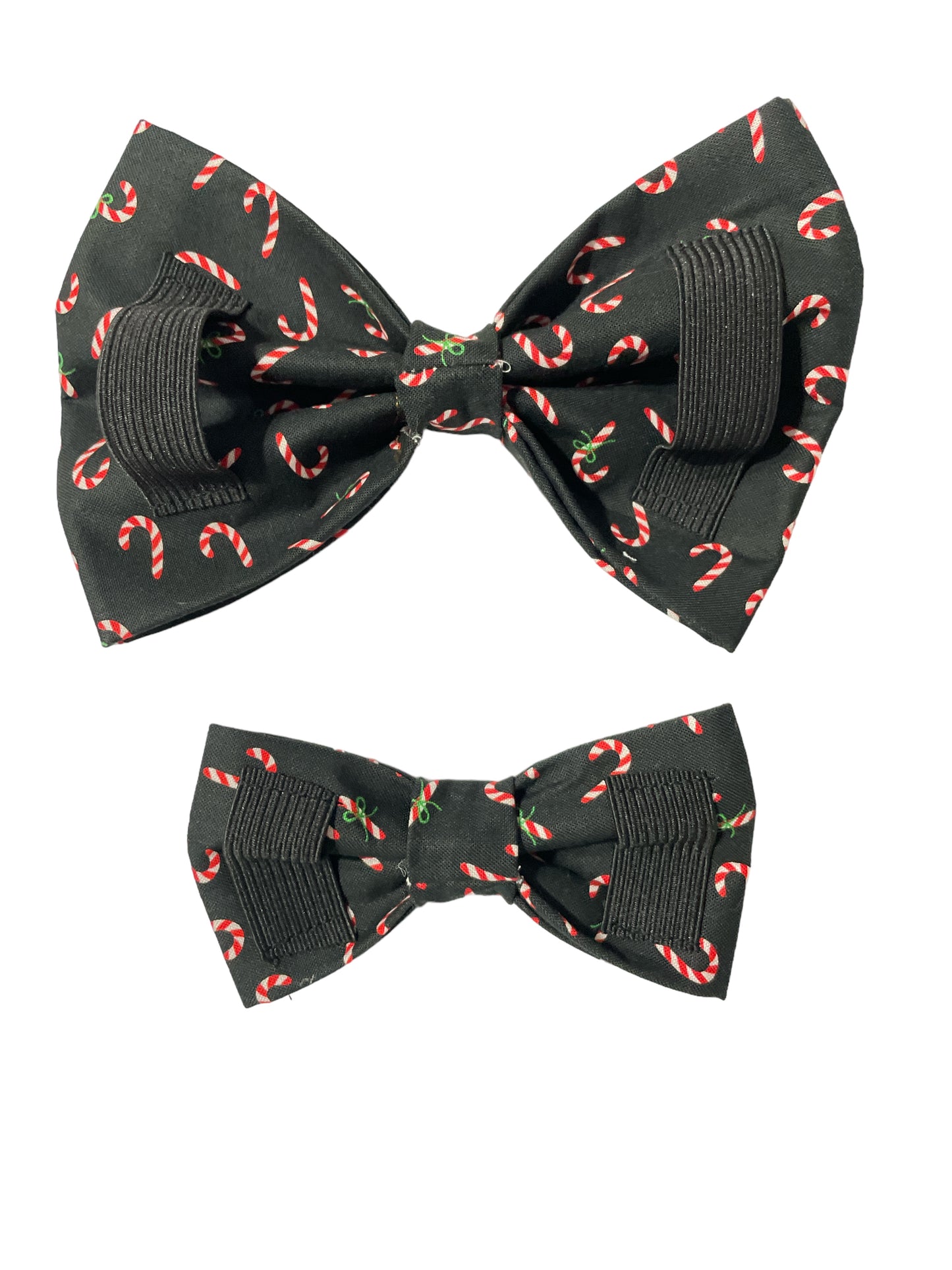 Candy Canes on Black Dog Bow Tie