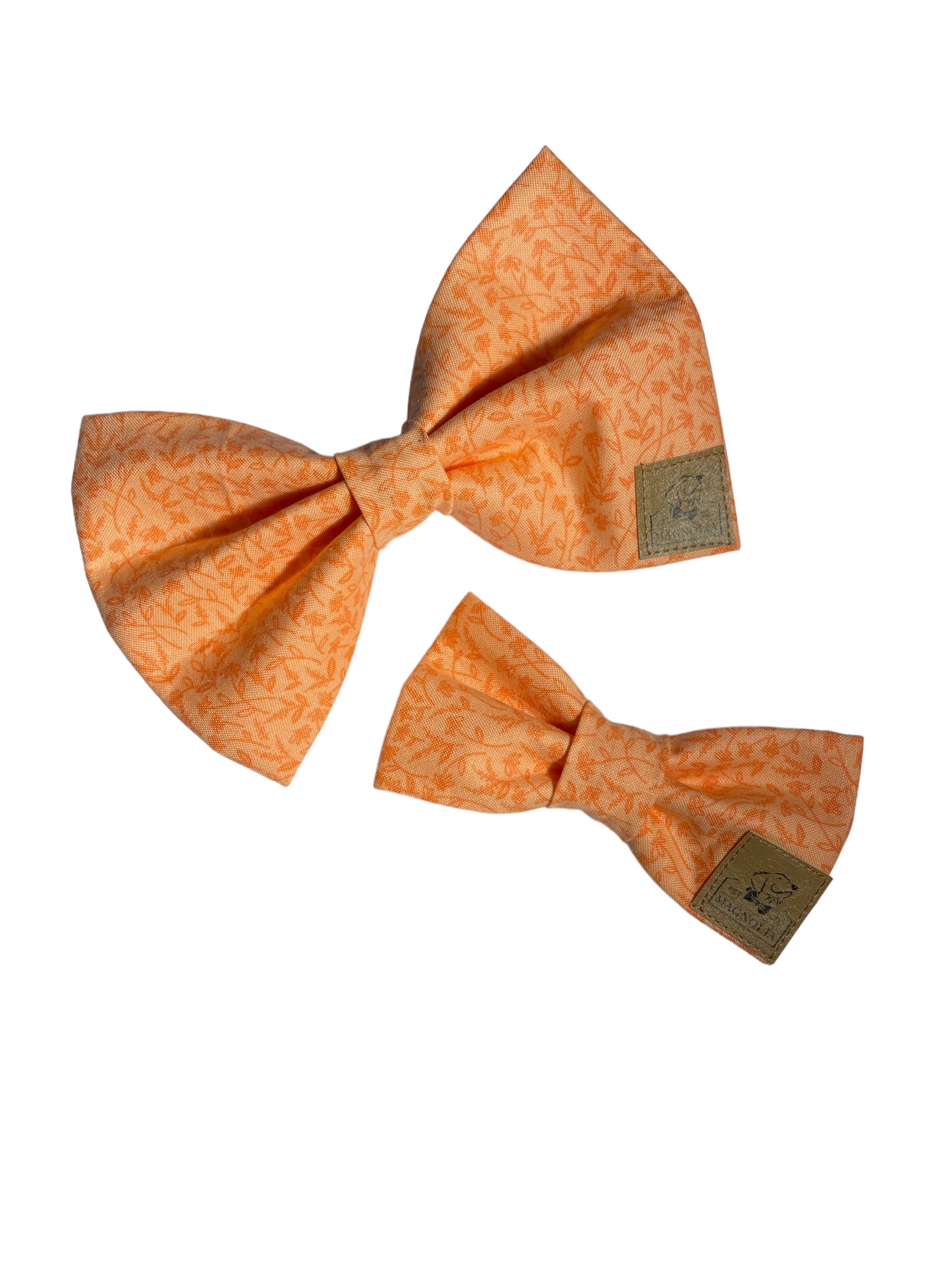 Orange Floral Dog Bow Tie