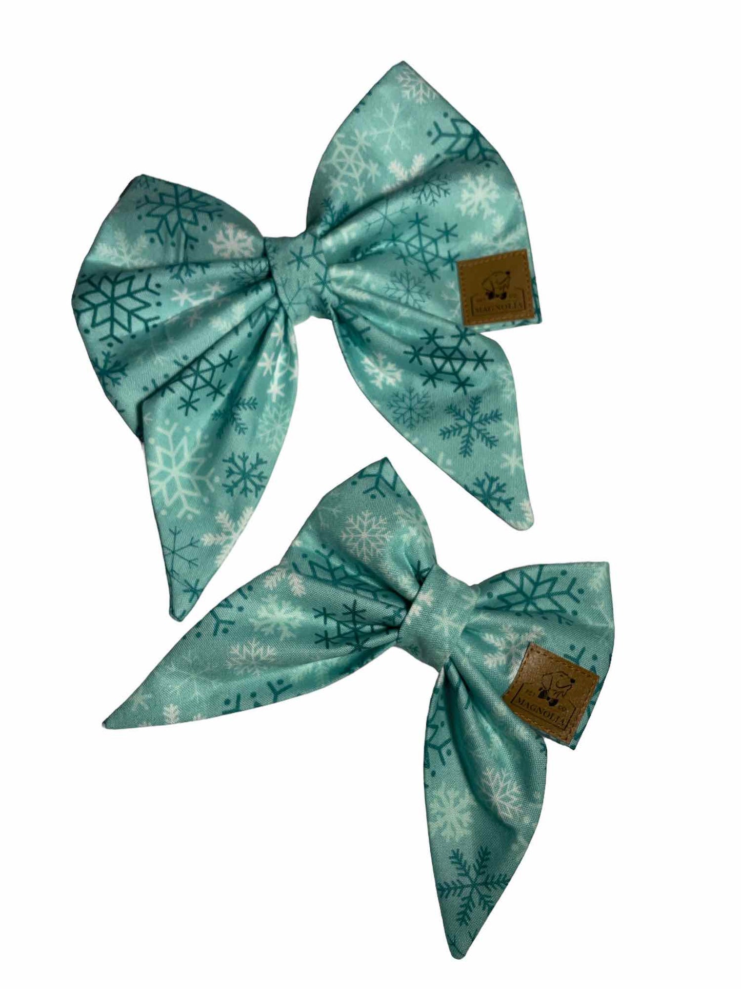 Frosty Blue Snowflake Dog Bow