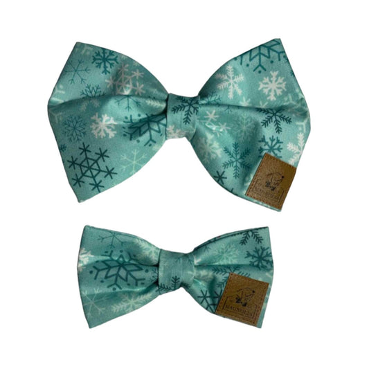 Frosty Blue Snowflakes Dog Bow Tie