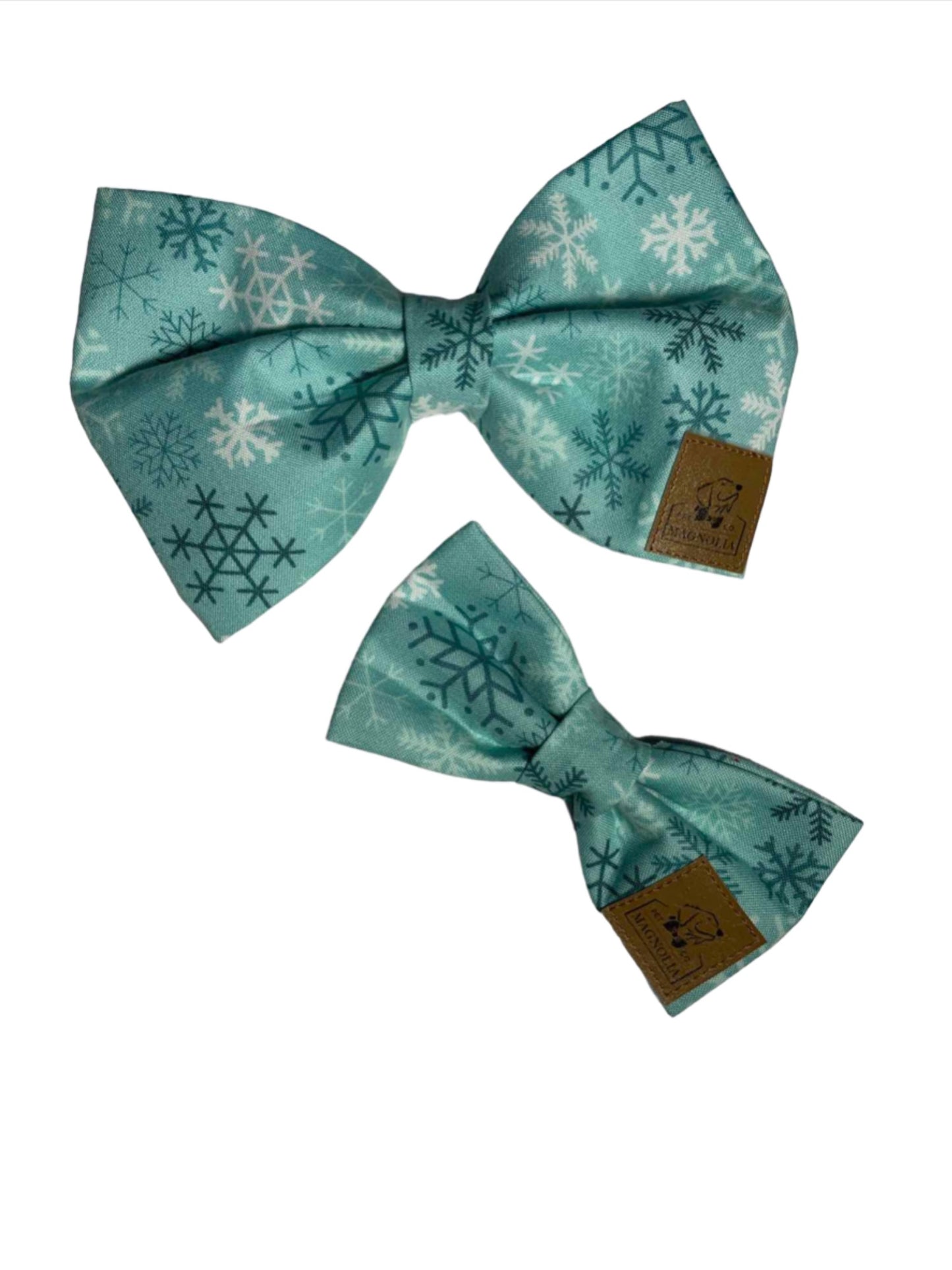 Frosty Blue Snowflakes Dog Bow Tie