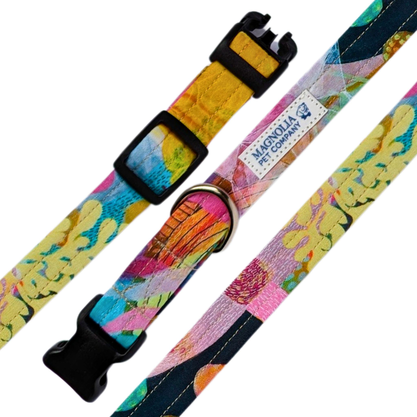Each collar is a unique masterpiece, crafted from multicolor fabric that varies with every cut.
