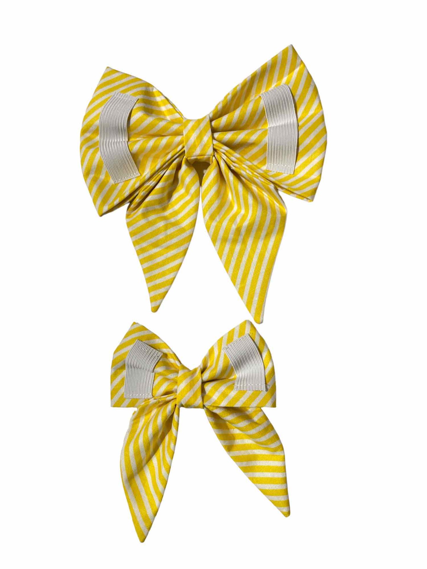 Sunshine Yellow Stripes Dog Bow