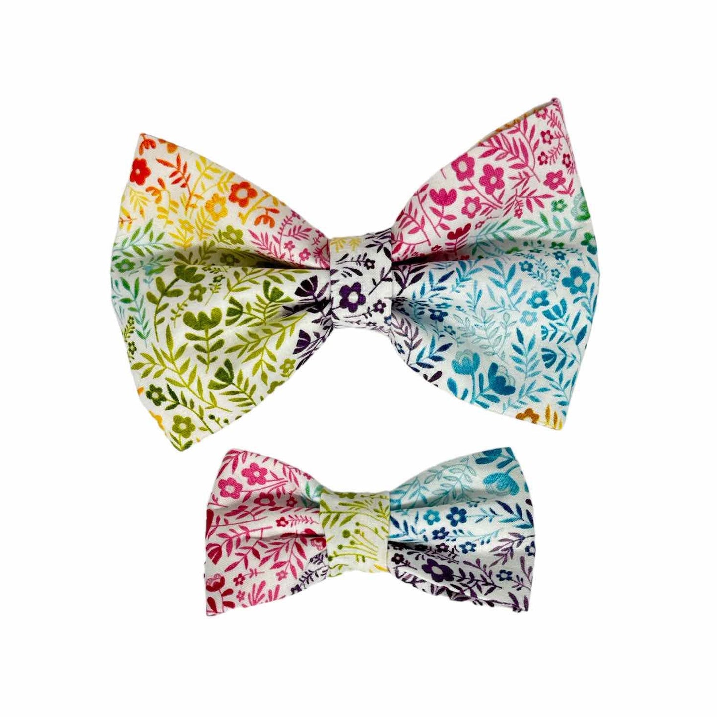 Bohemian Blues Flower Garden Dog Bow Tie