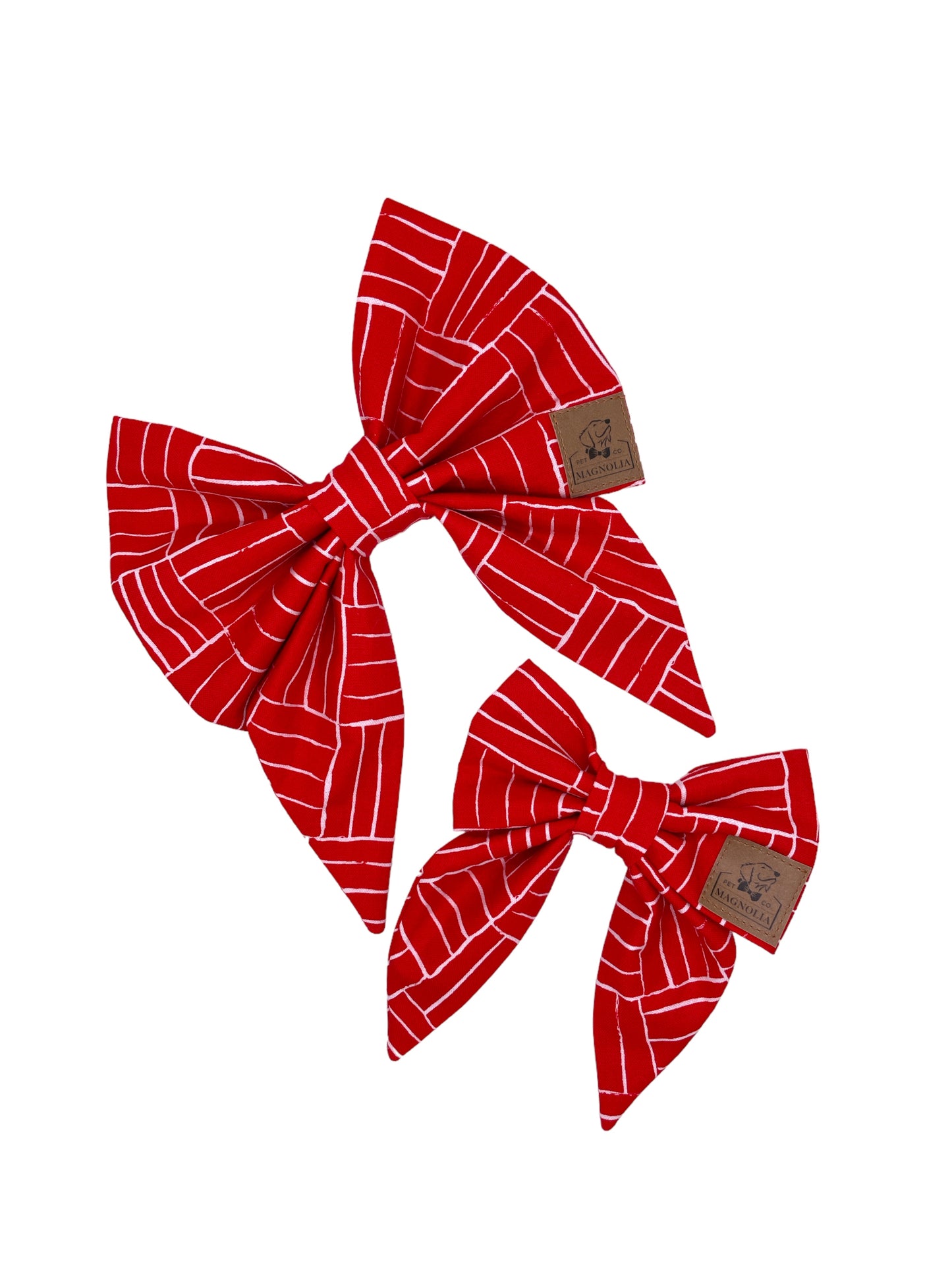 Cardinal Red and White Game Day Team Spirit Dog Bow