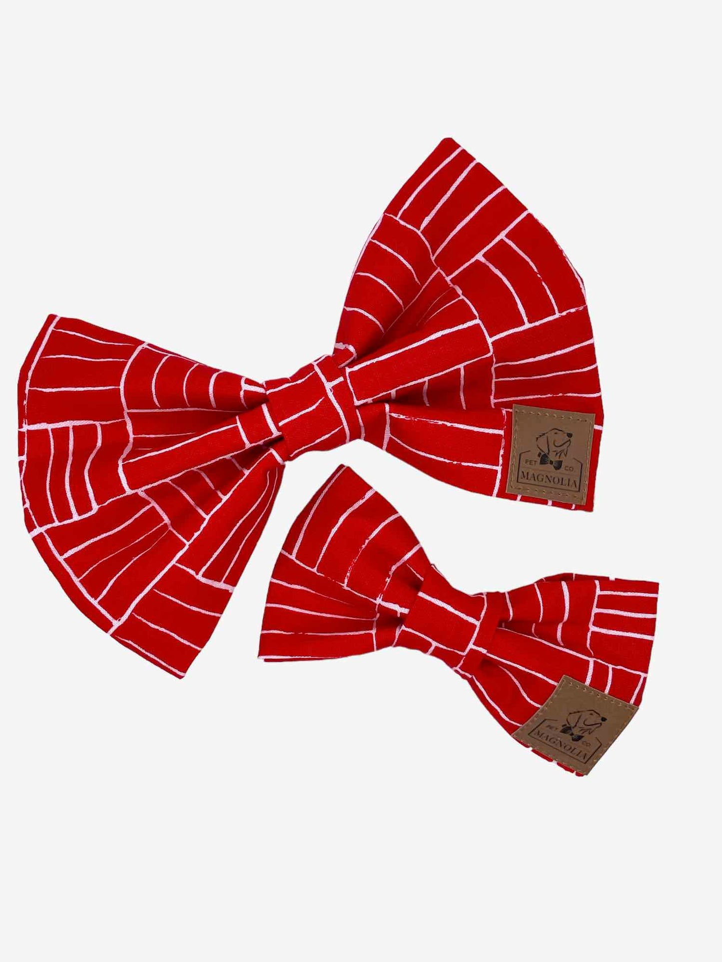 Cardinal Red and White Game Day Team Spirit Dog Bow Tie