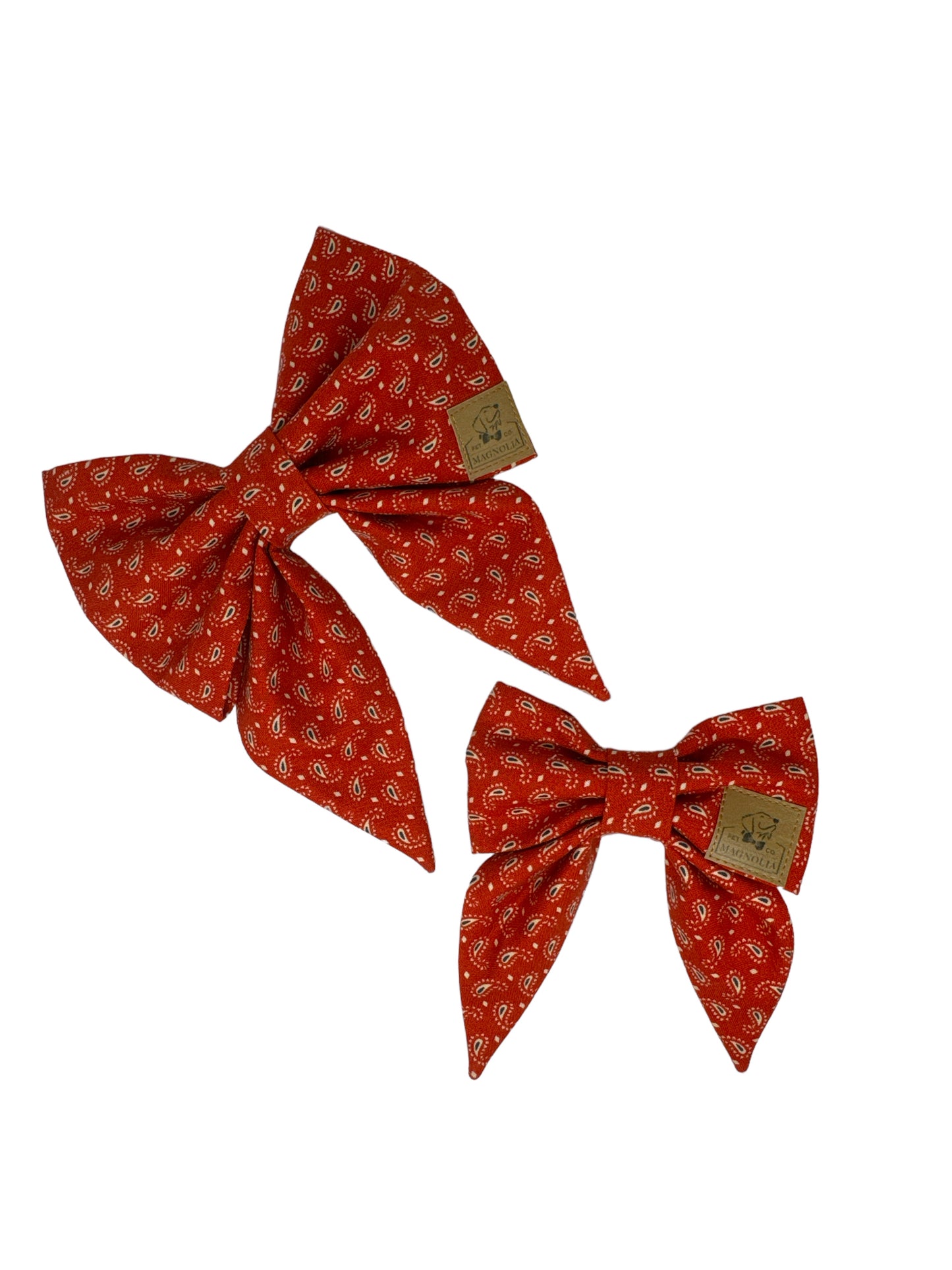 Crimson Red Paisley Dog Bow