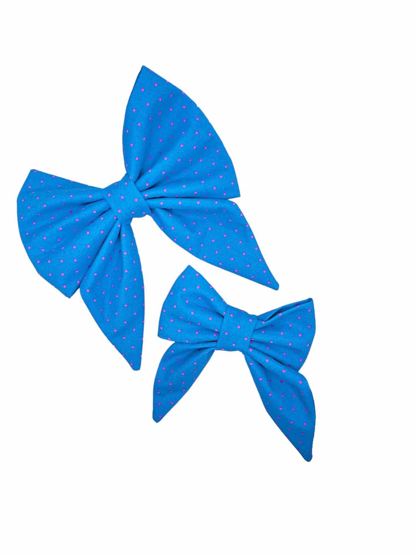 Electric Blue Small Polka Dot Dog Bow