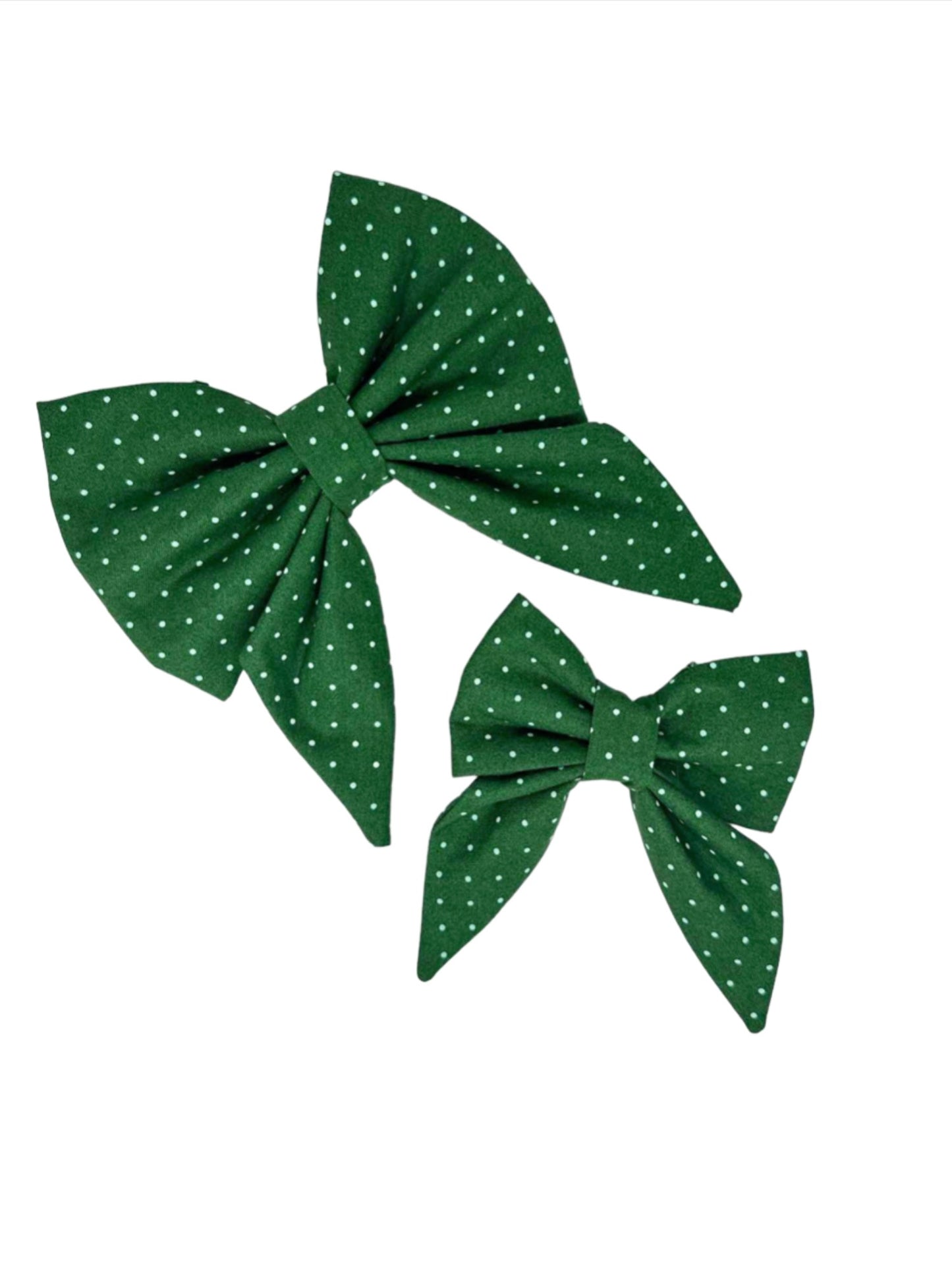 Deep Evergreen Small Polka Dot Dog Bow