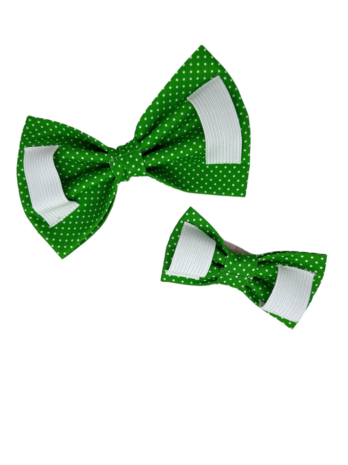 Green and White Polka Dot Dog Bow Tie