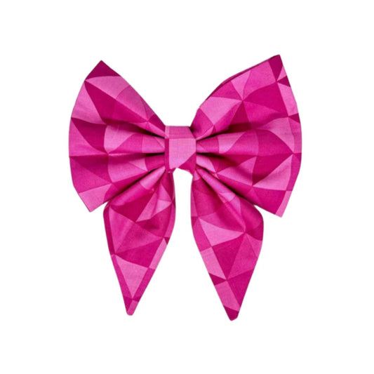 Hot Pink Half Square Dog Bow