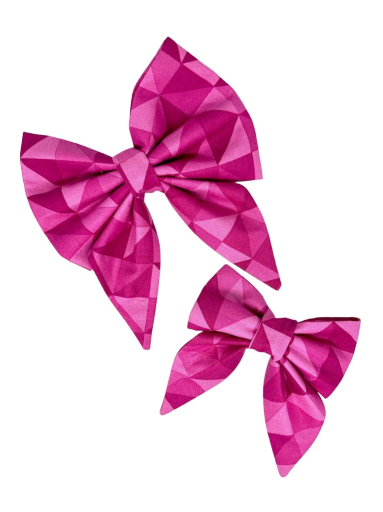Hot Pink Half Square Dog Bow