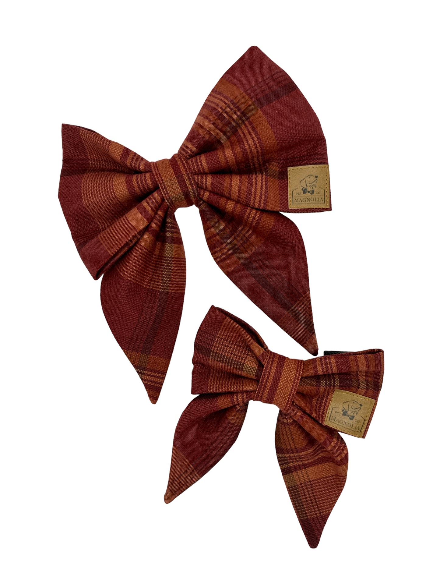 Maroon Plaid Dog Bow
