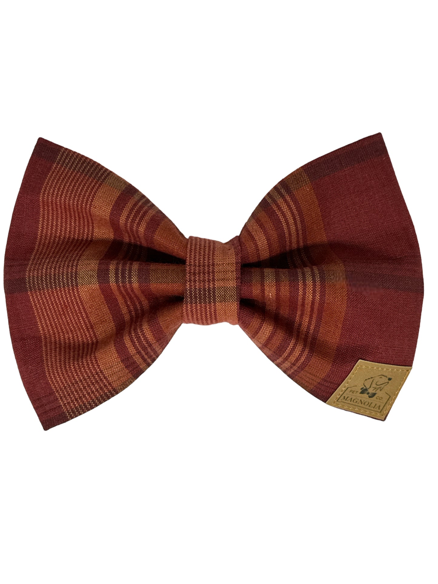 Maroon Plaid Dog Bow Tie