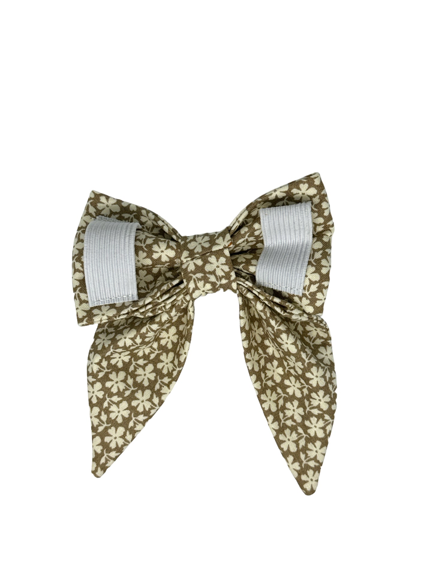 Mocha Brown Prairie Flower Dog Bow