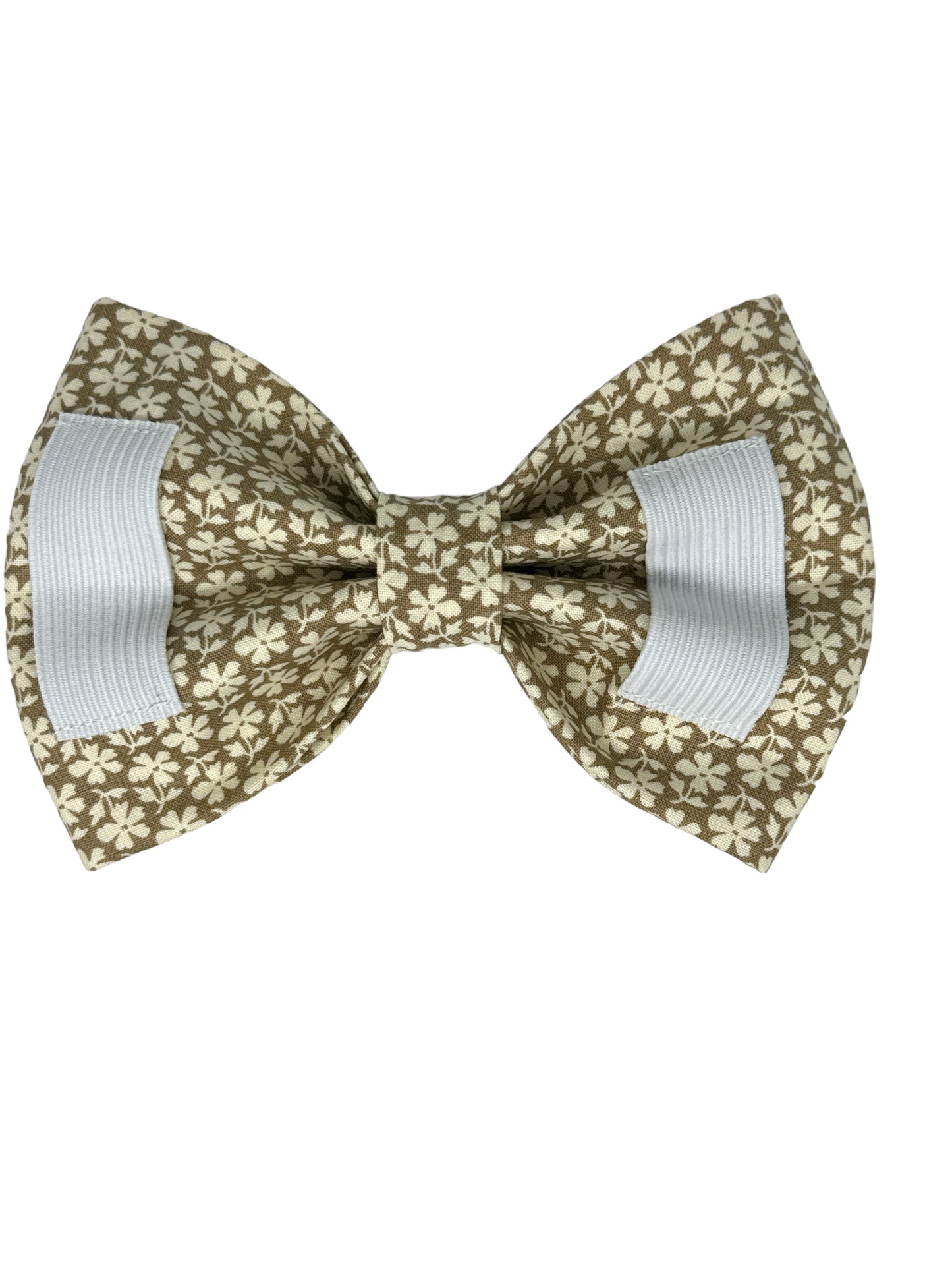 Mocha Floral Dog Bow Tie