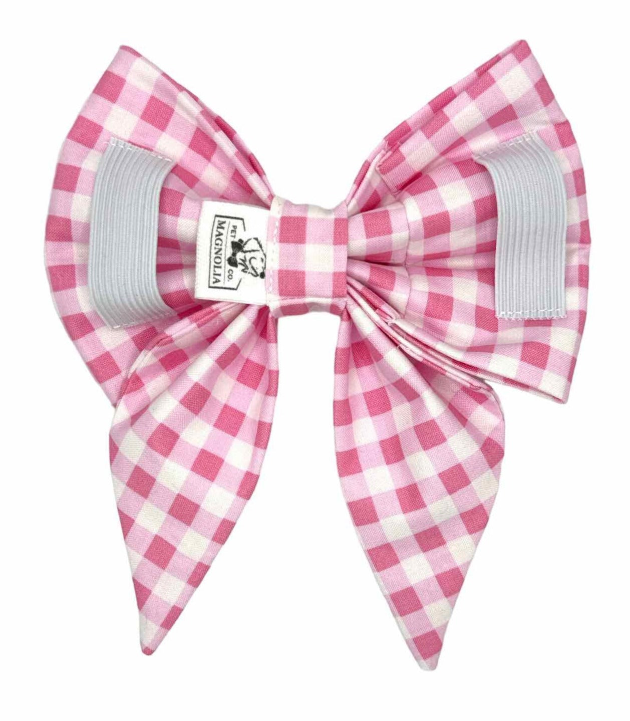 Pink Picnic Gingham Dog Bow