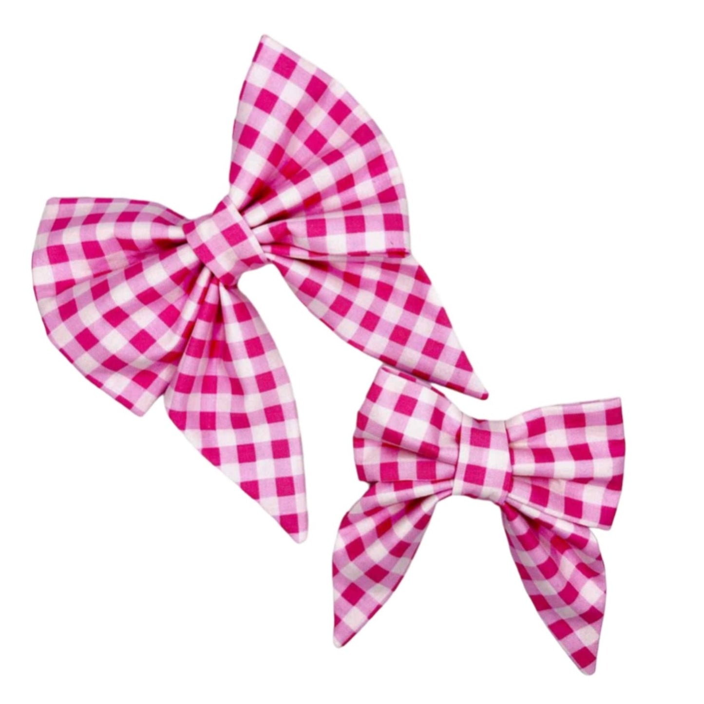 Pink Picnic Gingham Dog Bow