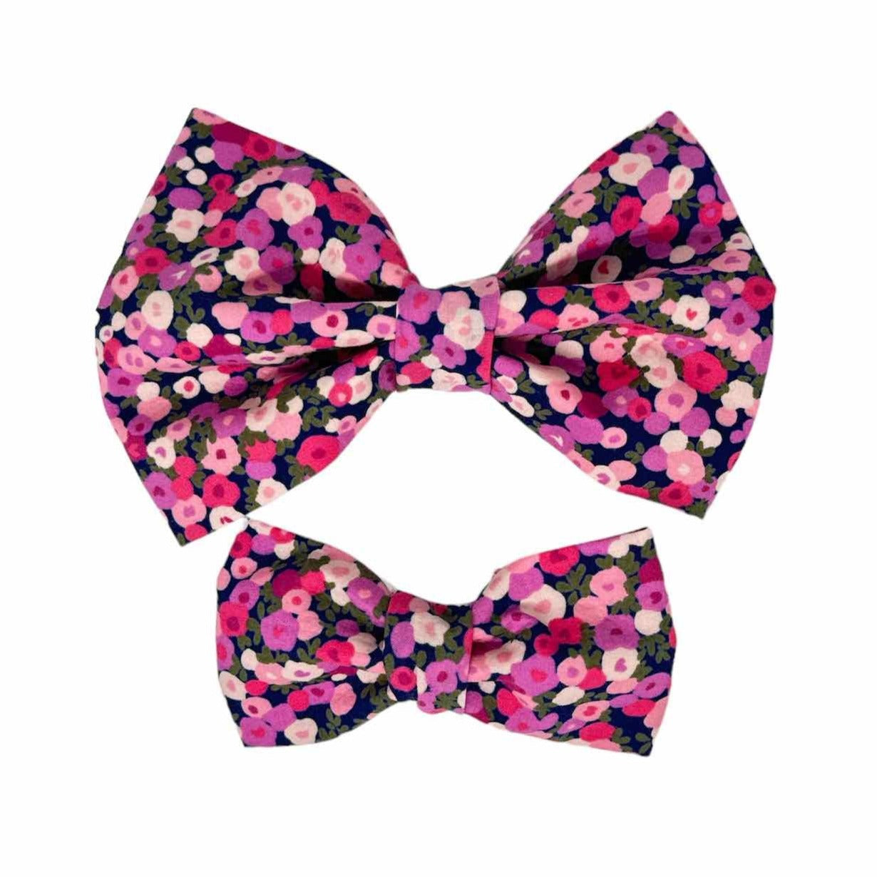Pink Posies Forever Fuchsia Dog Bow Tie