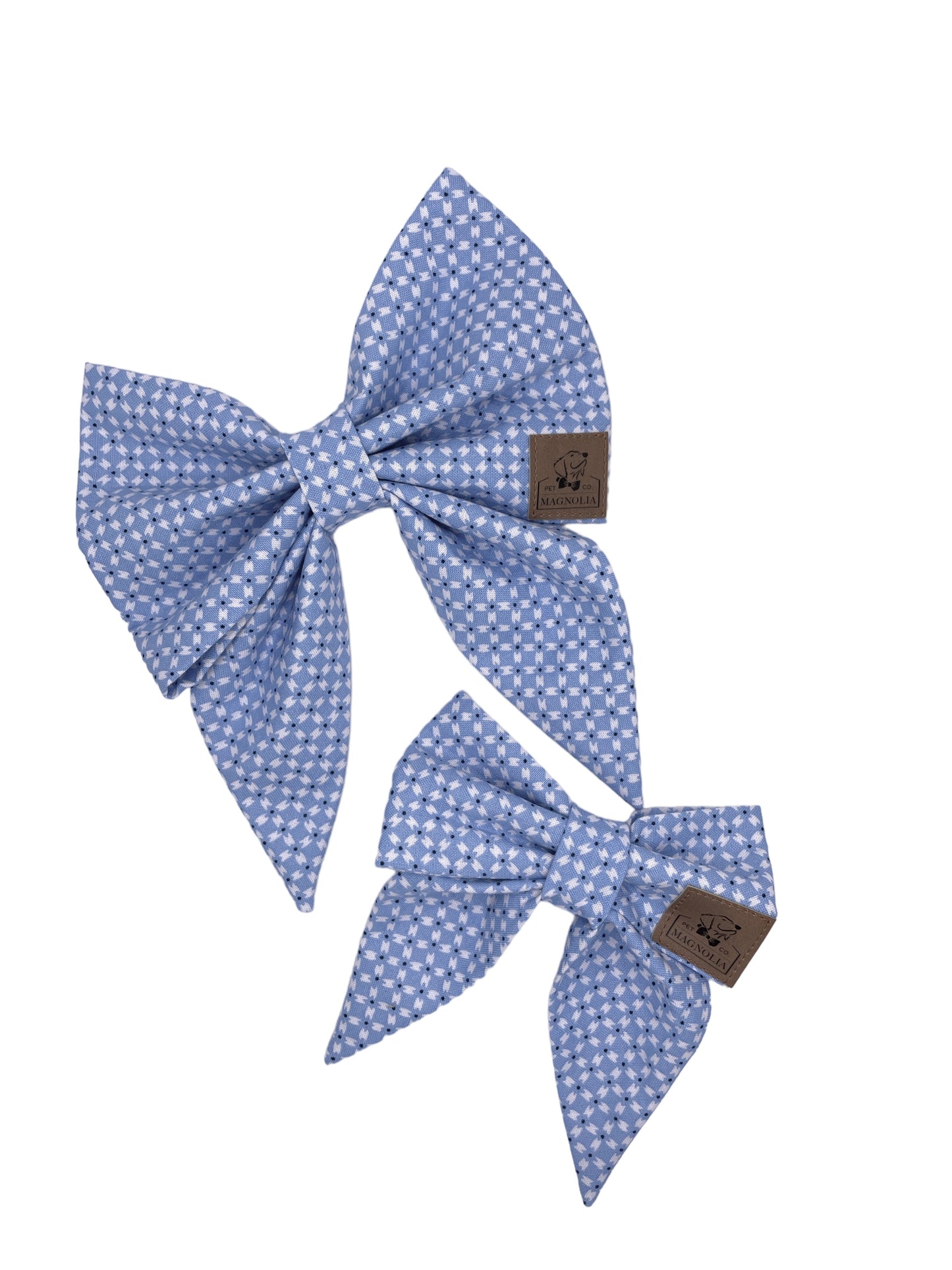 Powder Blue and White Game Day Dog Bow