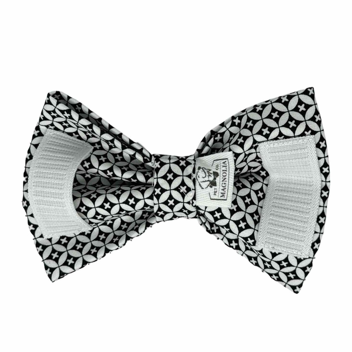 Retro Geometric Black and White Dog Bow Tie