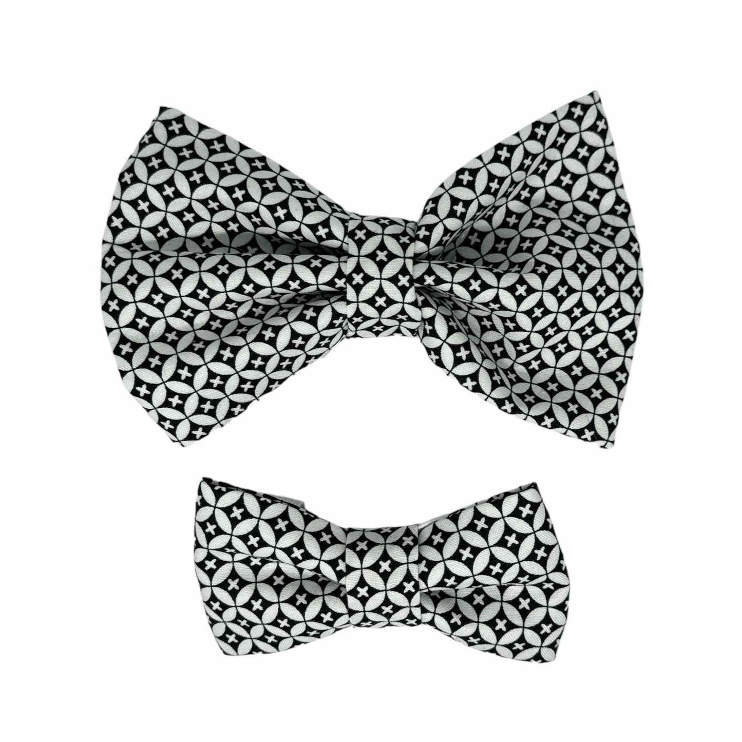 Retro Geometric Black and White Dog Bow Tie