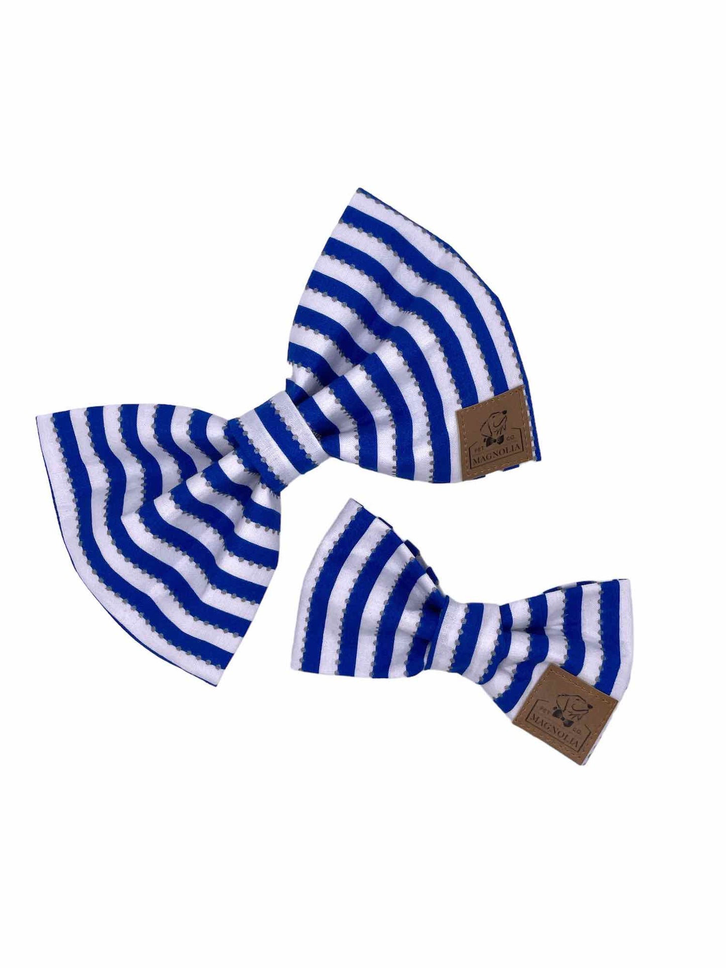 Sapphire Blue and White Stripe Dog Bow Tie