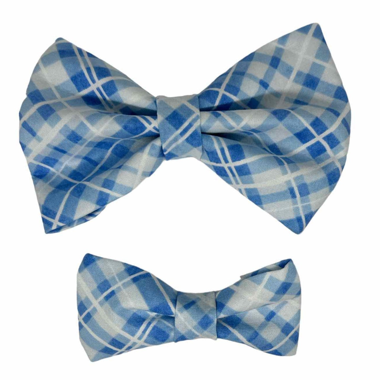 Sky Blue Madras Plaid Dog Bow Tie