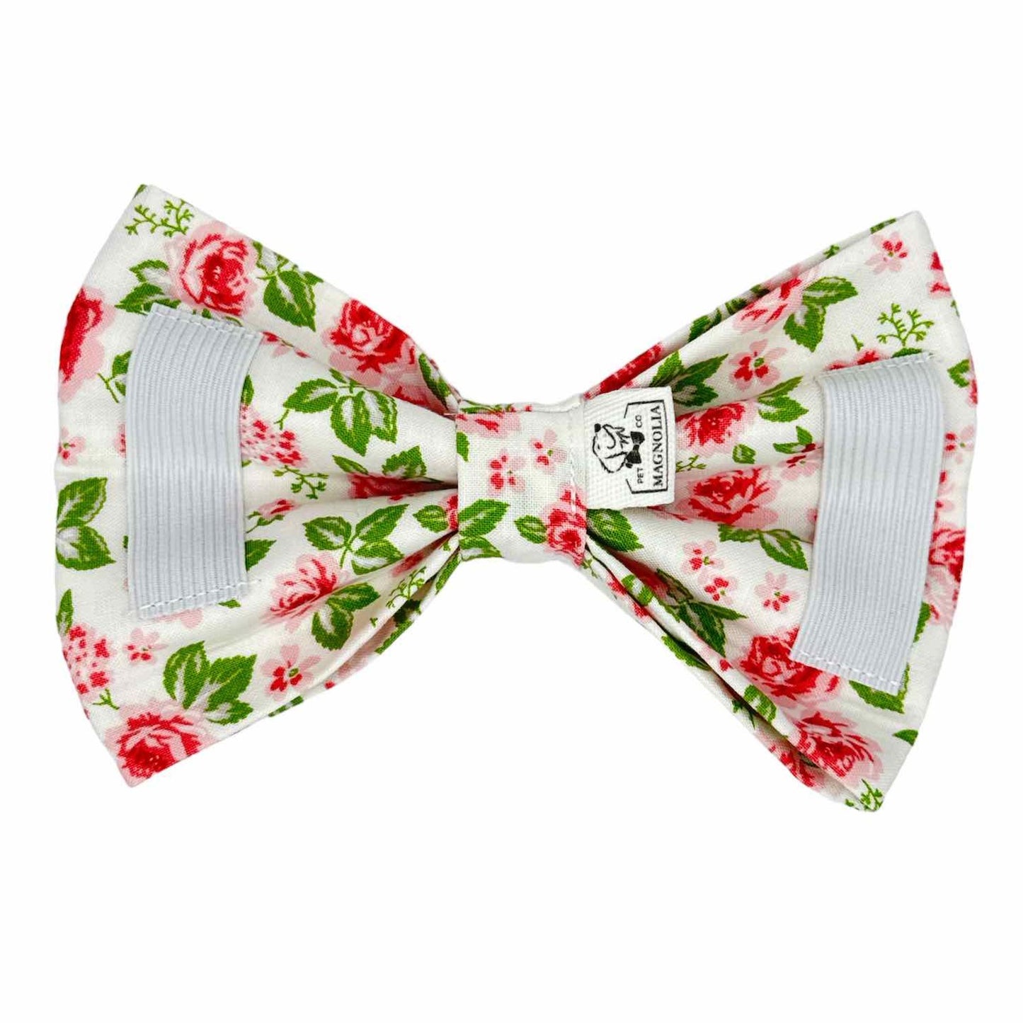 Vintage Rose on White Dog Bow Tie