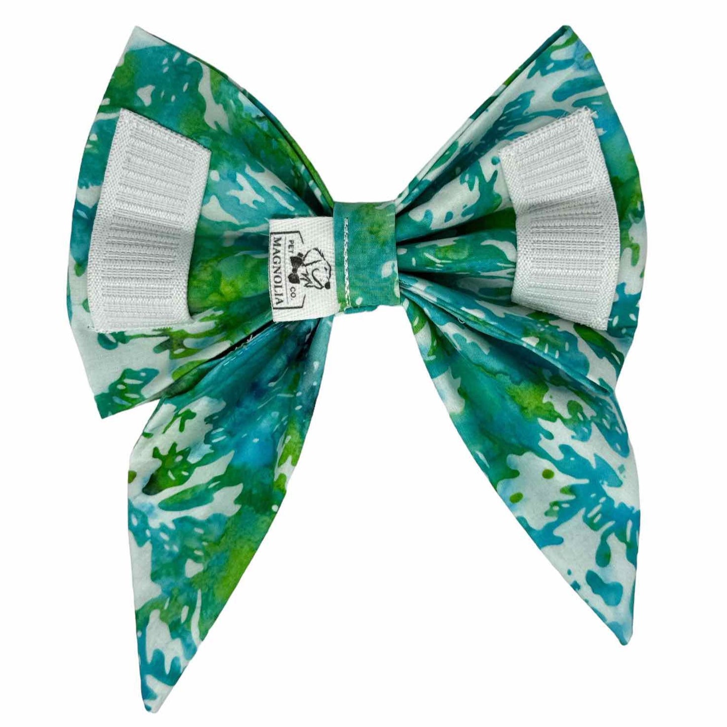 Water Garden Blues Batik Dog Bow