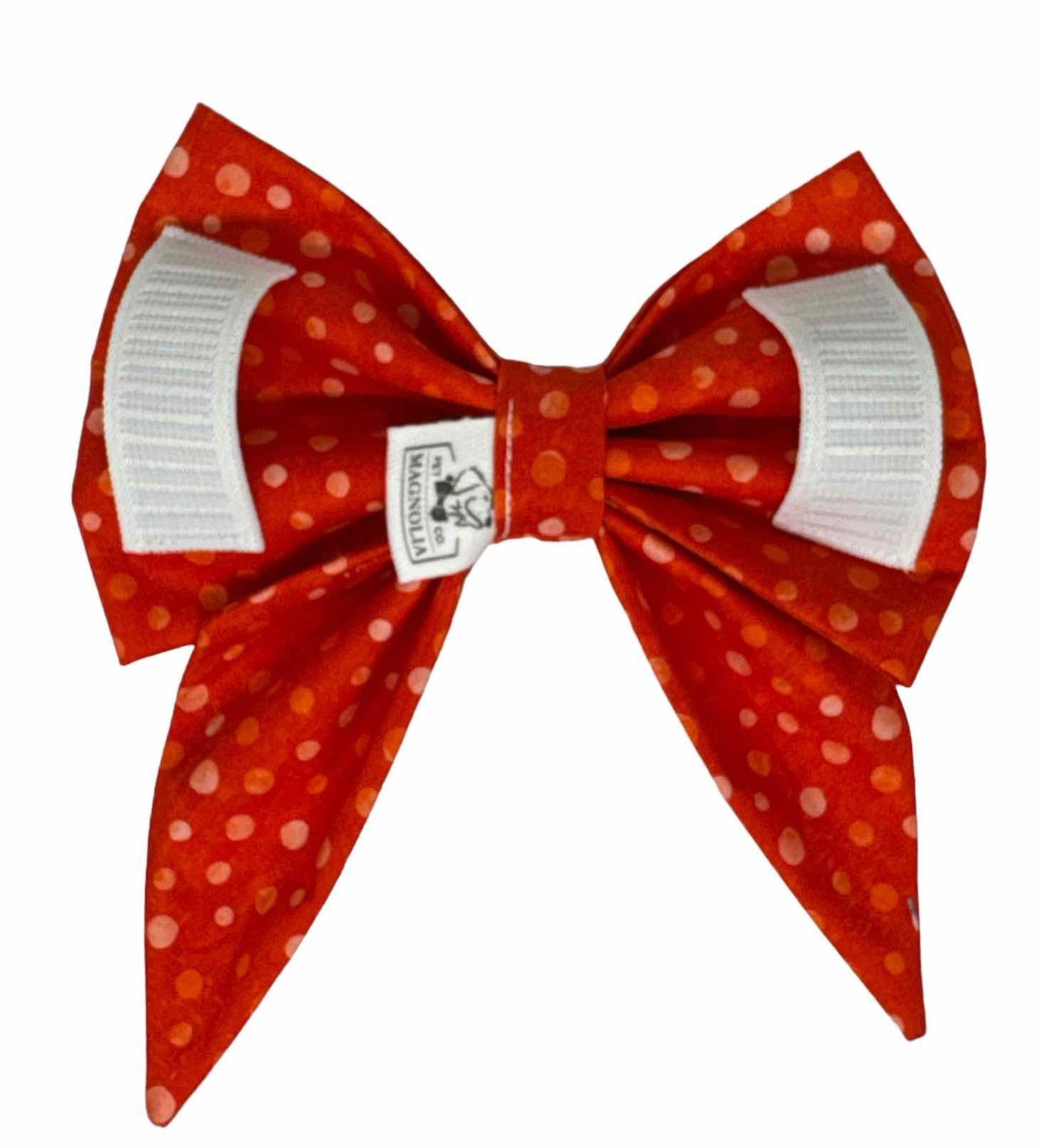 Sunset Flare Red Orange Polka Dot Batik Dog Bow