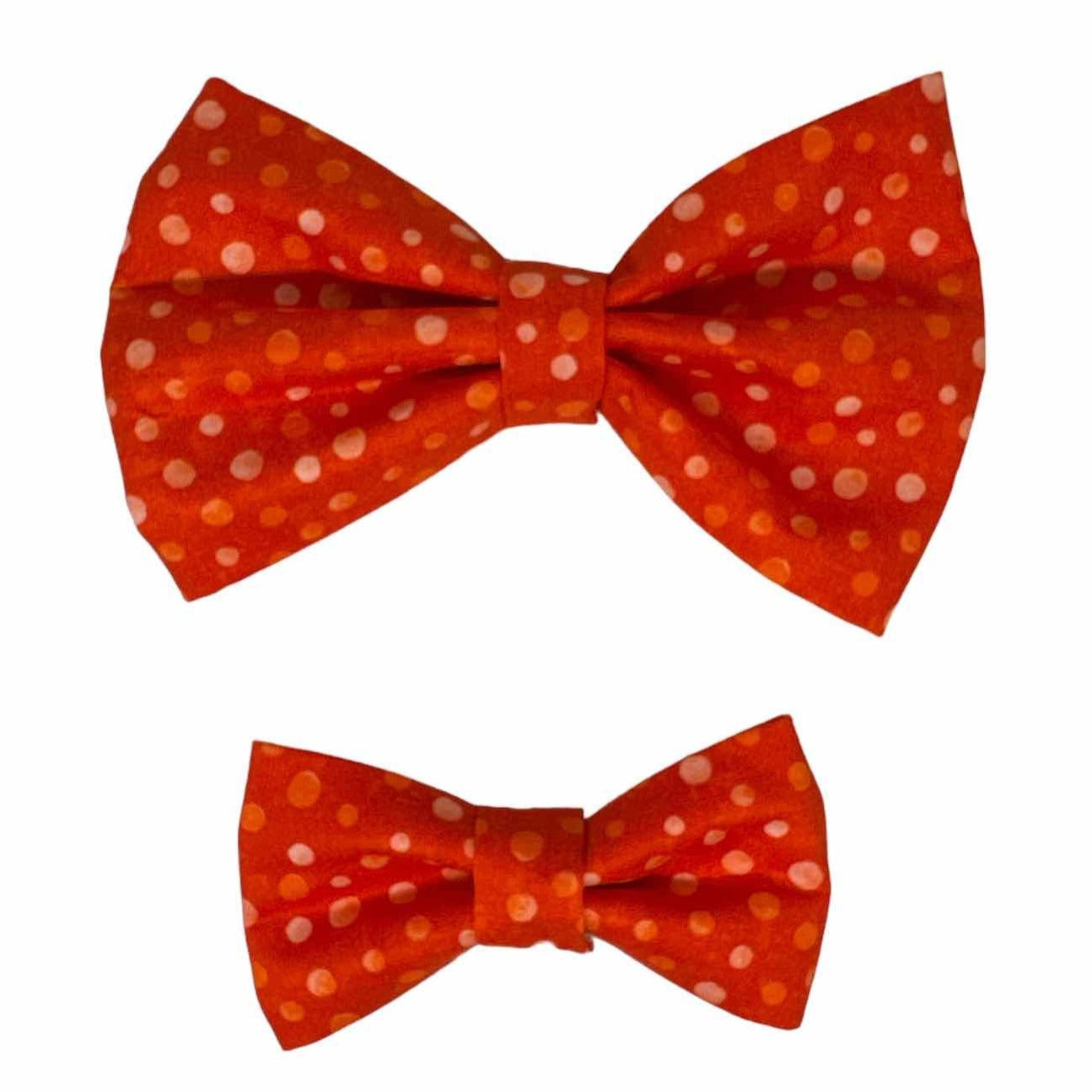 We Love Orange Polka Dot Batik Dog Bow Tie
