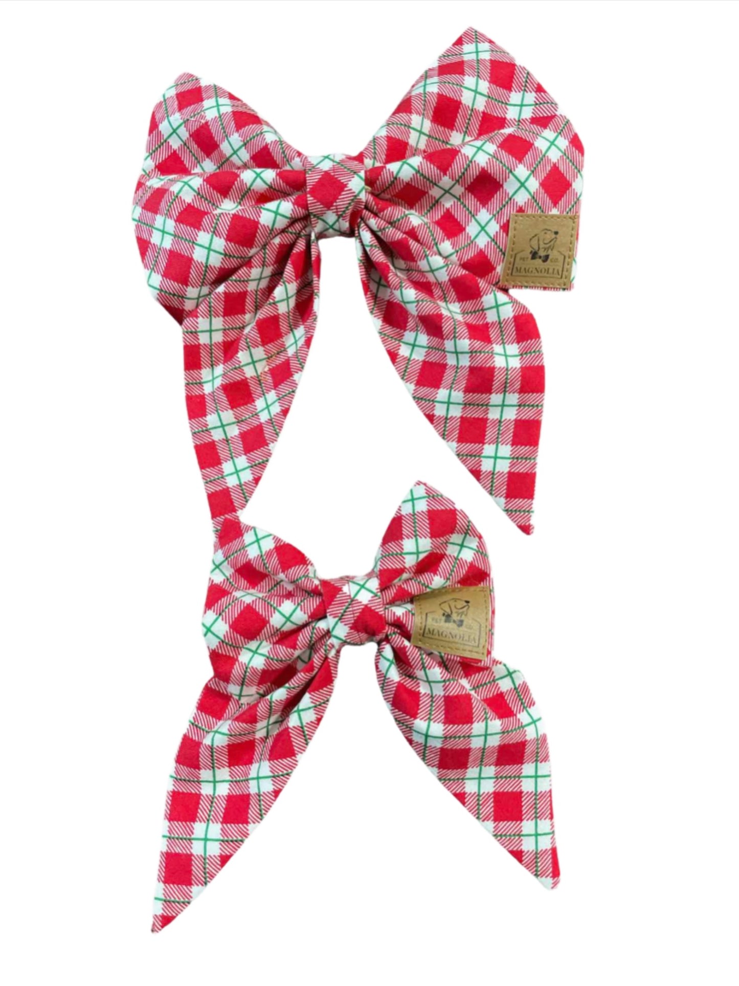 Christmas Plaid Dog Bow
