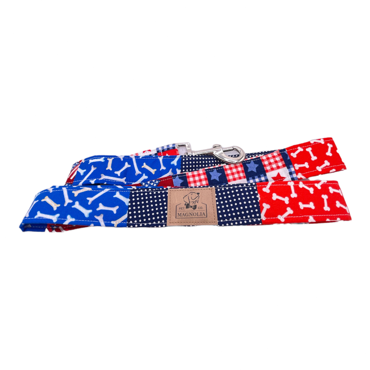 Red, White & Blue Dog Bone Leash