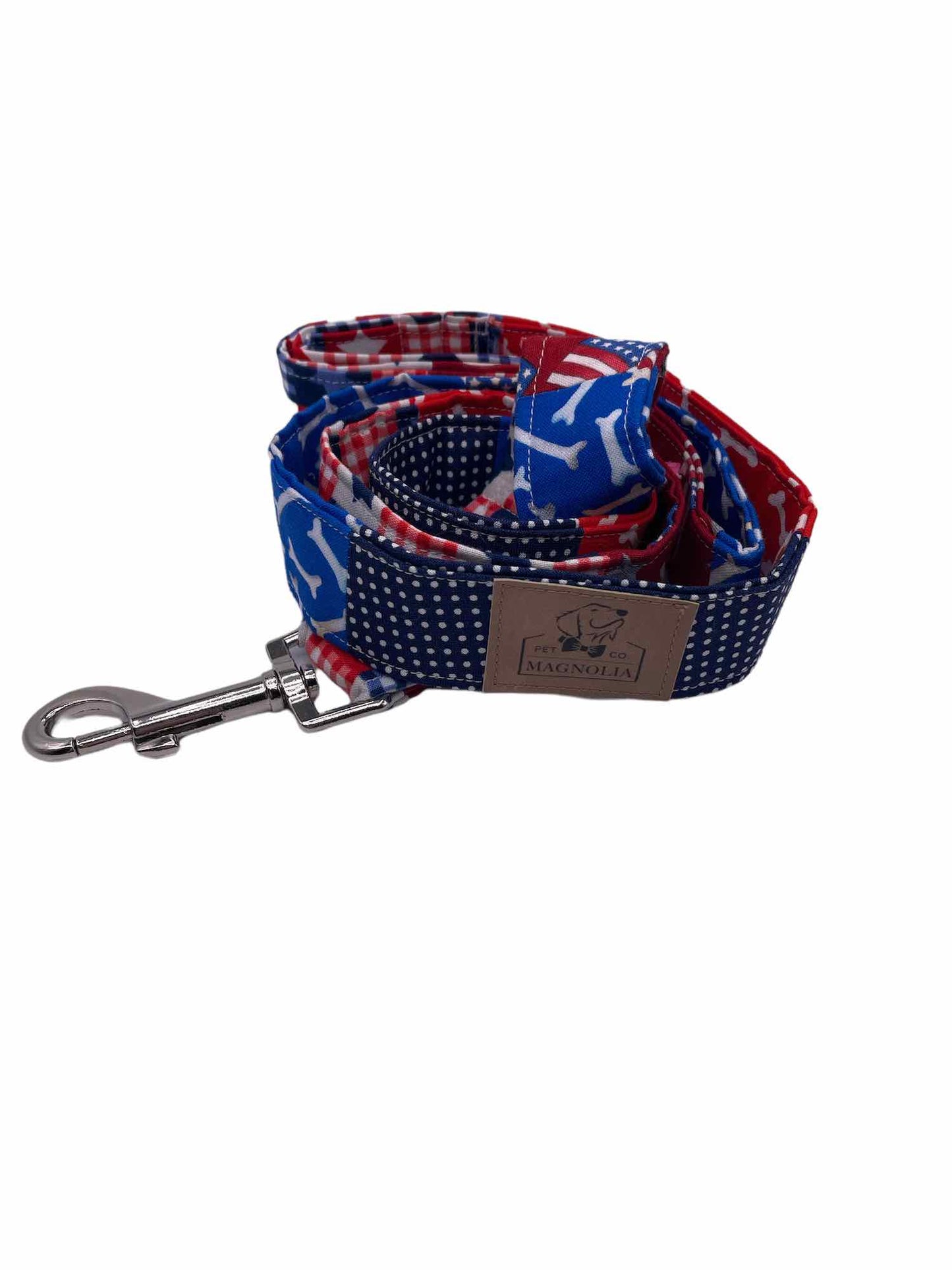 Red, White & Blue Dog Bone Leash