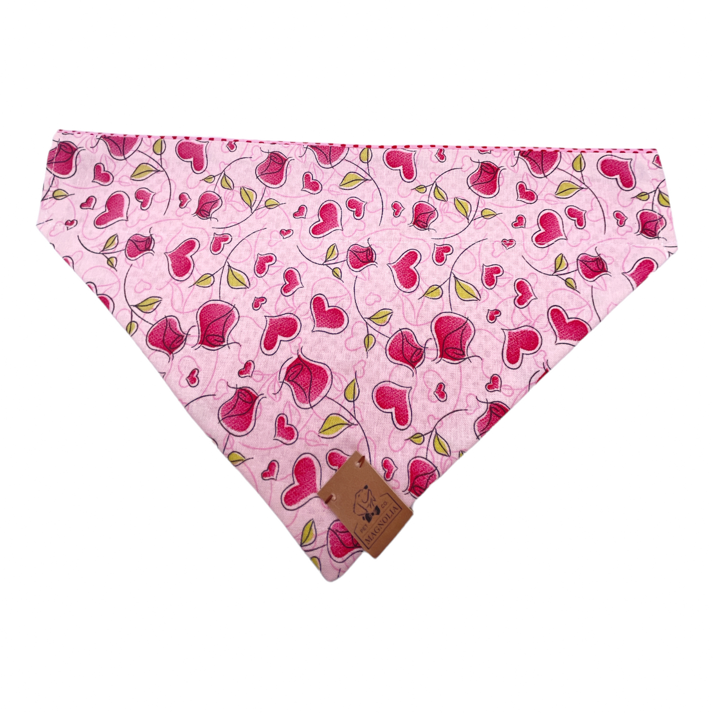 Pink Roses and Heart Skips a Beat Dog Bandana