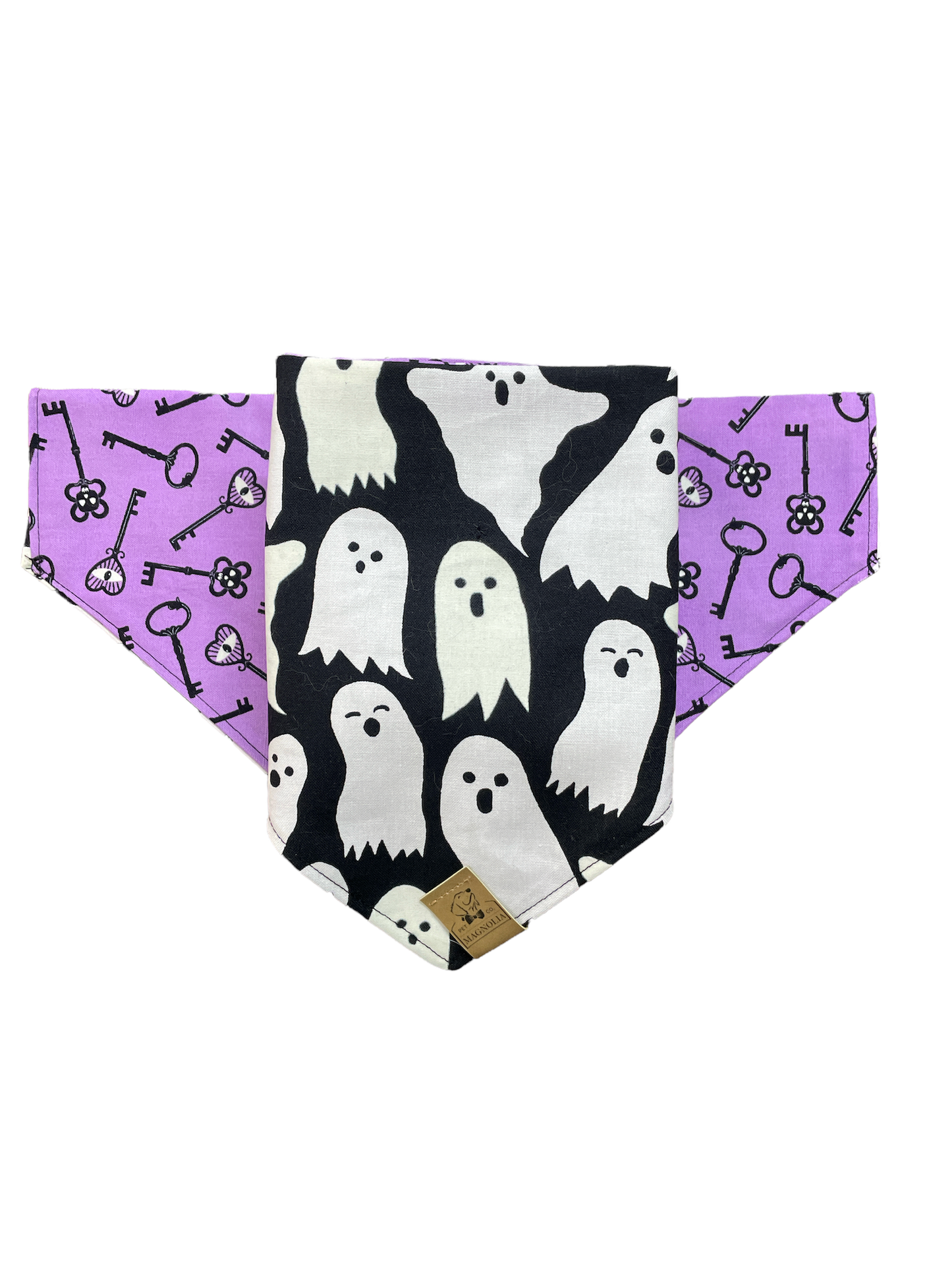 Ghosts on black with Skeleton keys (Glows in the Dark) Dog Bandana