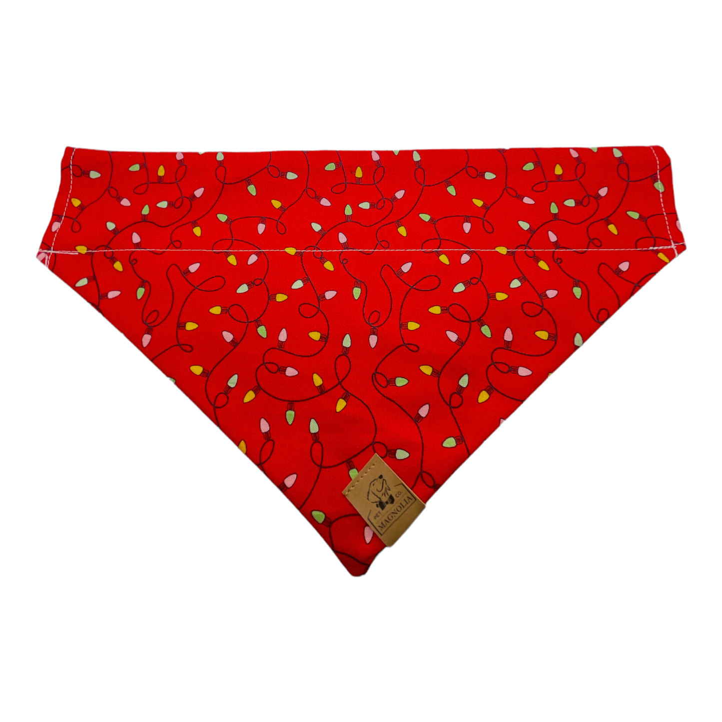 Holiday Lights and Large Green Polkadots Dog Bandana