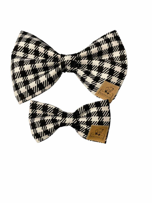 classic black and white houndstooth bow tie