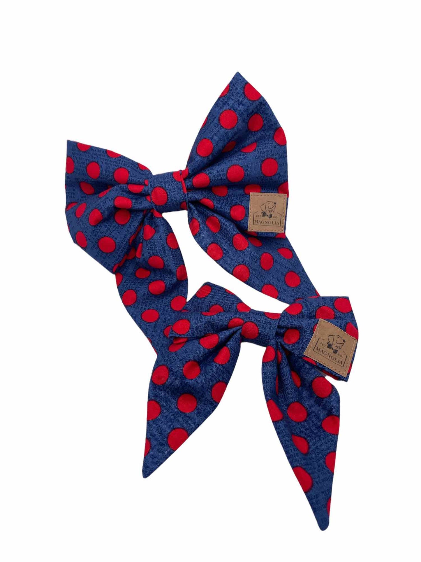 Dark Navy Polka Dot Dog Bow
