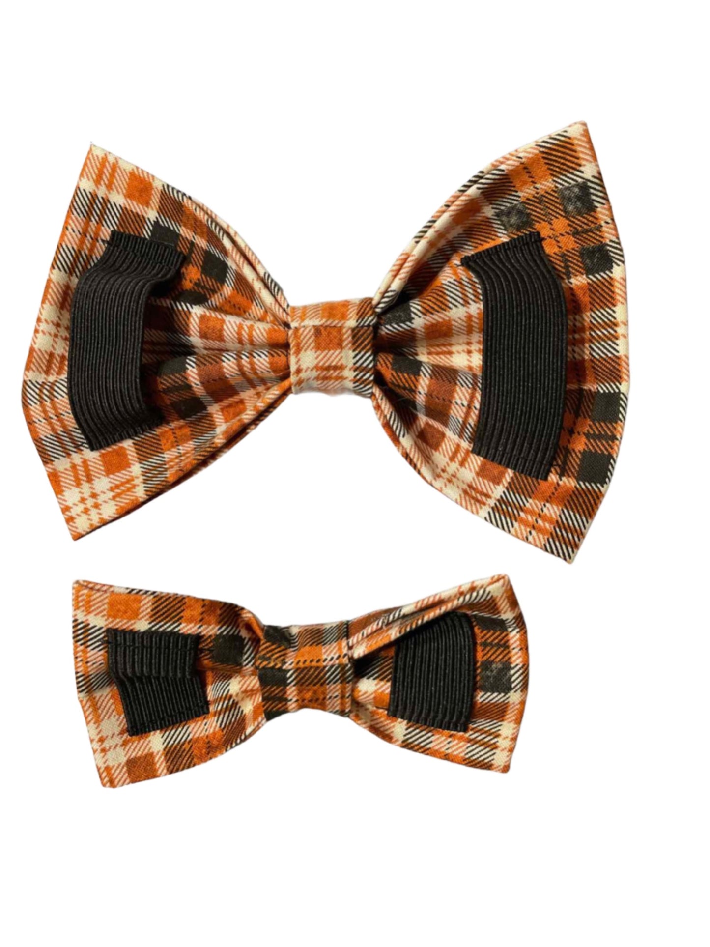 Orange & Brown Plaid Dog Bow Tie