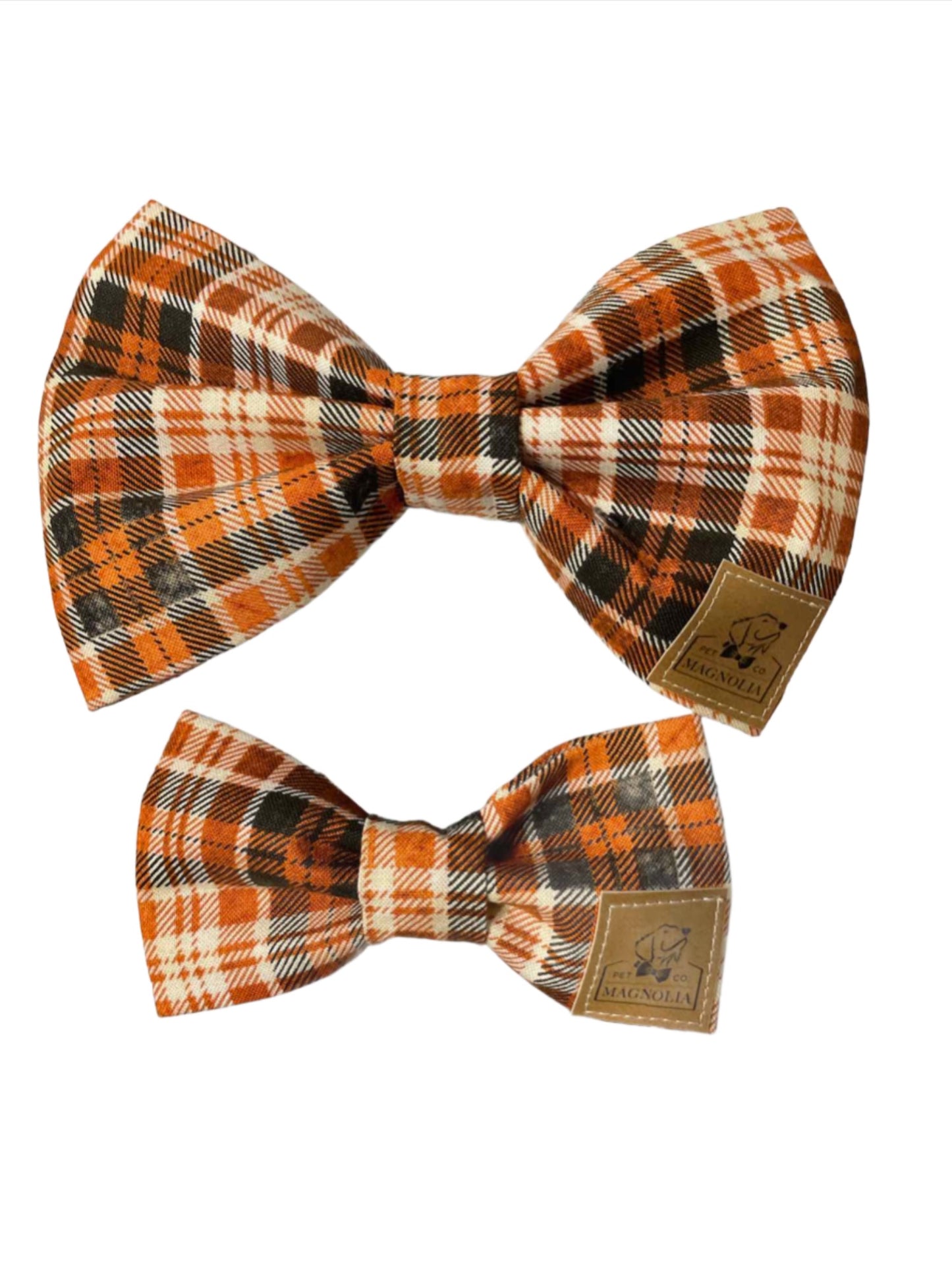 Orange & Brown Plaid Dog Bow Tie