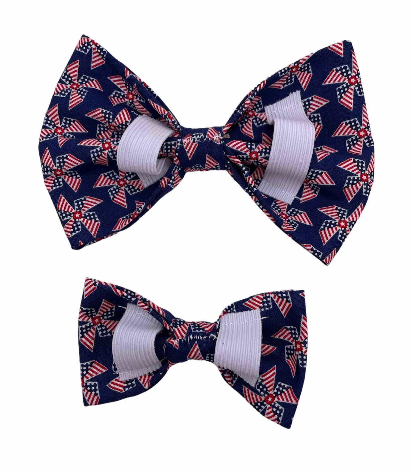 Patriotic Pinwheel Dog Bow Tie