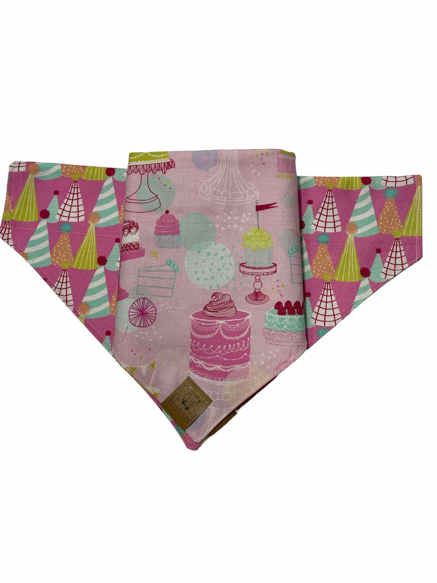 Pink Birthday Cake & Party Hat Dog Bandana