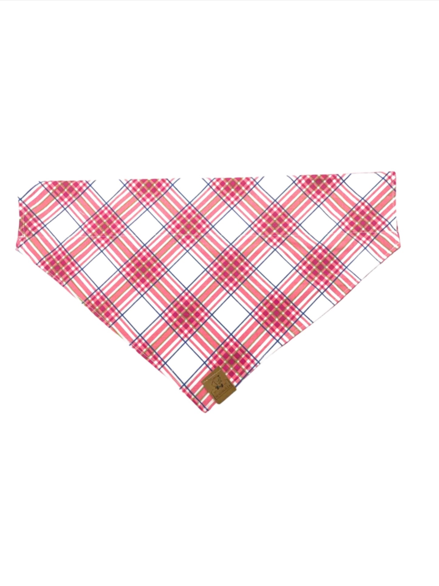 Pink Flower and Plaid Dog Bandana